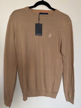 NWT Psycho Bunny Belmore Extra Fine Cotton Crewneck Sweater in Stone - XS
